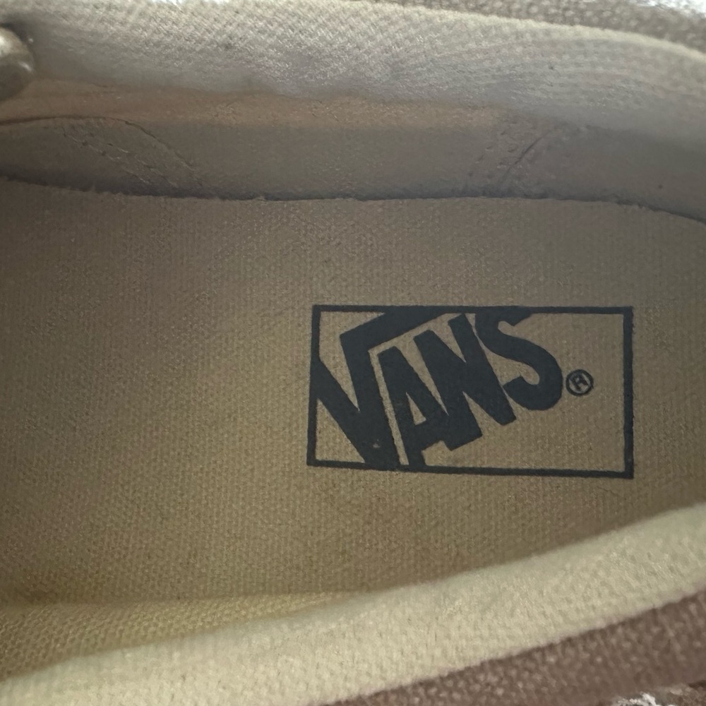 Old School Vans Women's Sz 10 Men’s Sz 8.5 Beige Canvas Leather Laced Sneakers - Picture 9 of 9
